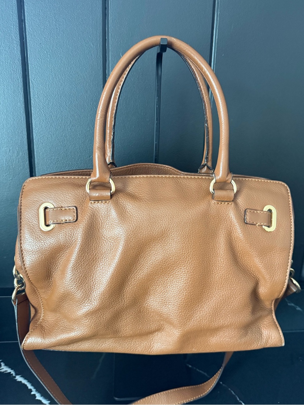 Michael Kors Hamilton East West Leather Satchel Brown - Picture 4 of 8